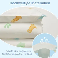 Ensemble de housse de couette pour tout-petits, 2 pièces, imprimé dinosaure de dessin animé, fermeture éclair, ensemble de literie pour lit bébé, motif animal mignon, chambre à coucher pour bébés garçons et filles 3