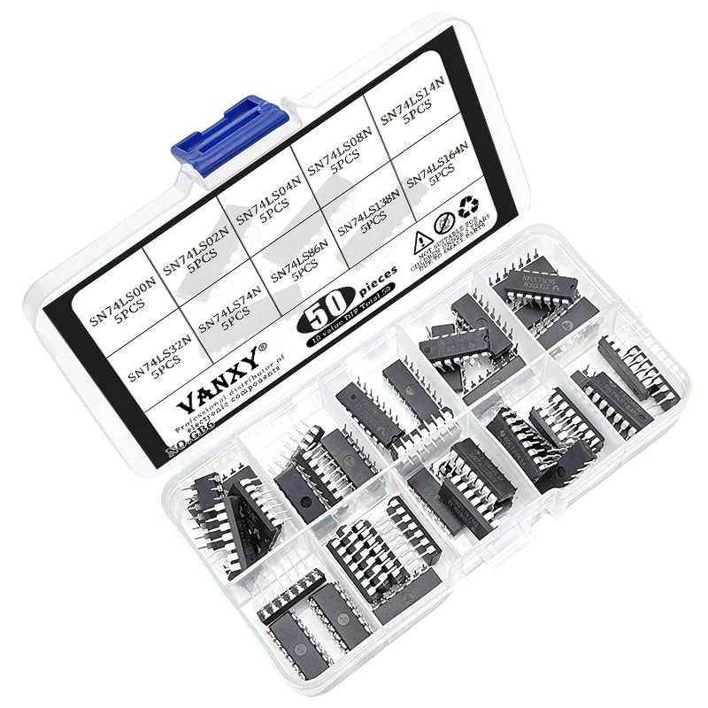 Prototyping Integrated Circuits 50-Piece 74LS Logic IC Chip Kit – 10 ...