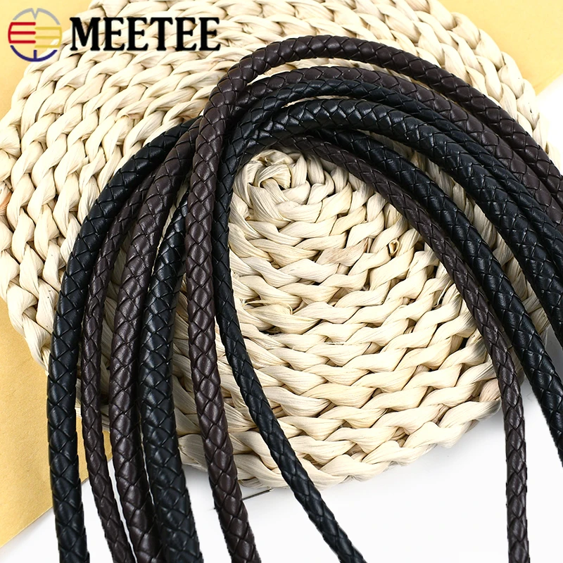 5미터 3-12mm PU 마크라메 끈, 쥬얼리 가방 장 원형 가죽 꼬임 로프, 키체인..
