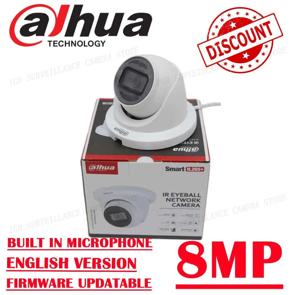 

Dahua IPC-HDW2831TM-AS-S2 8MP POE Built-in Mic & SD Card Slot H.265 IR 30M IVS WDR Onvif IP67 Starlight Eyeball IP Camera