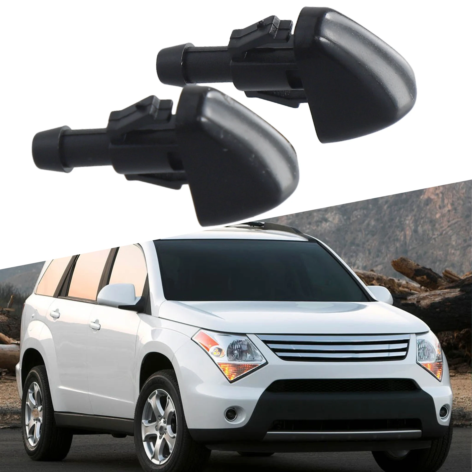 

Black Water Spray Jet Nozzles ABS Plastic Accessories For Suzuki Grand Vitara XL-7 MK2 Aerio Front Replacement 2Pcs/kit Useful