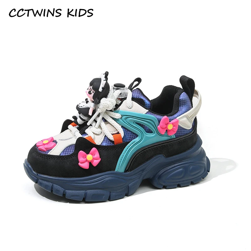 

Kids Sneakers 2022 Autumn Grils Sports Running Chunky Trainers Children Fashion Cartoon Bowtie Student Shoes Soft Sole Platform