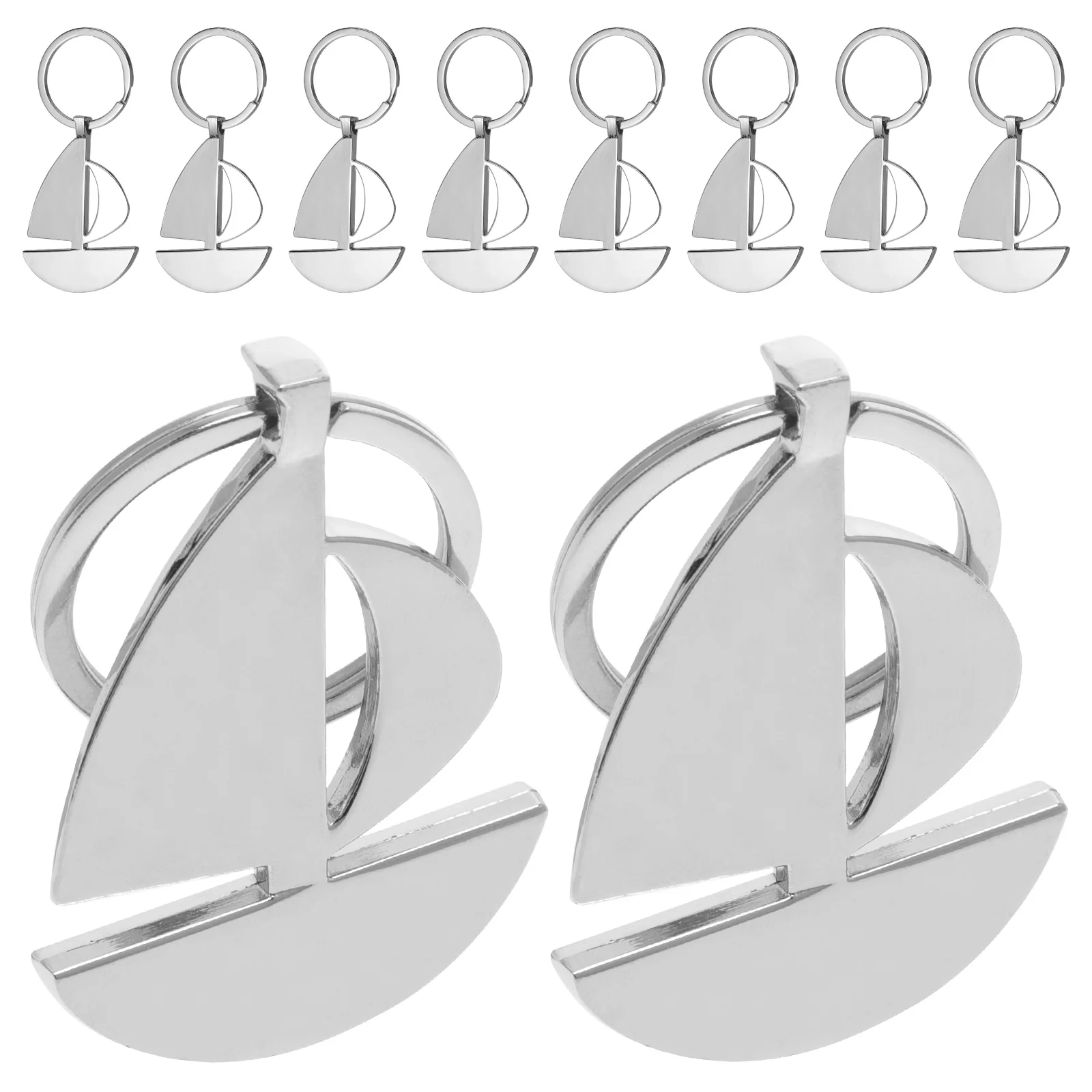 

10pcs Sailing Boat Key Holder Beautiful Keyring Simple Creative Metal Keychain Decor Silver