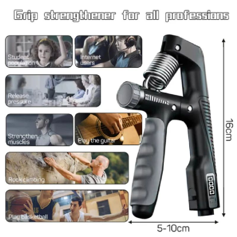 Hand Strengthener Finger Trainer Finger Strength Trainer Forearm Exerciser Wrist Exerciser Hand Grip Trainers Hand Grip Exerciser Hand Exerciser Hand Trainer Spring Grip Smart Counting Hand Grip 10-100KG Adjustment Exercise Power Strengthening Pliers Spring Finger Pinch Wrist Expander Training