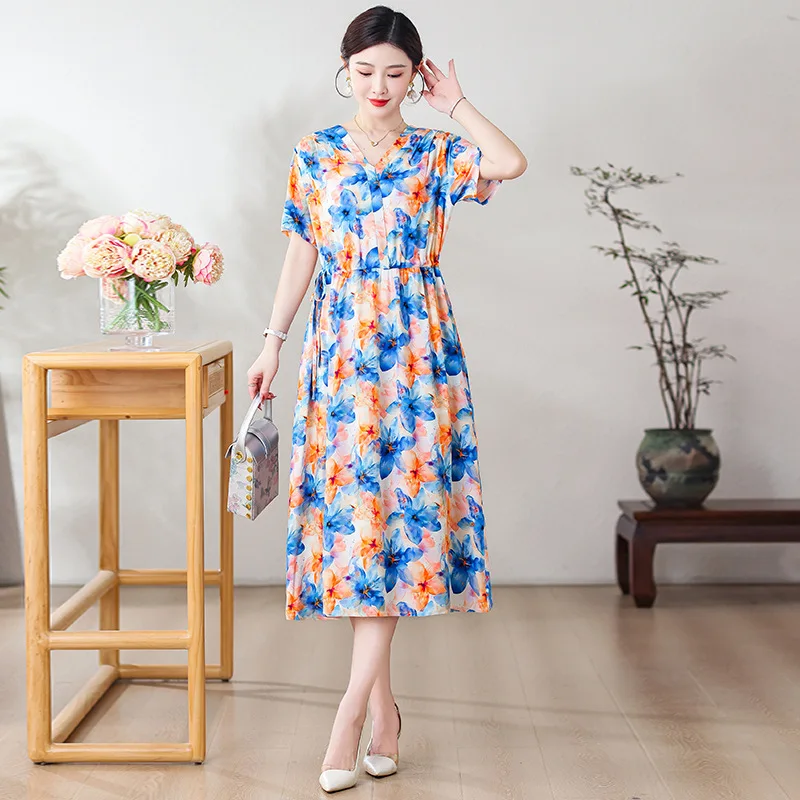 XL-5XL 2025, Sommernachthemden für Damen, neues Kleid im ethnischen Stil, Baumwolle, Rayon, bedrucktes Nachthemd, übergroße Nachtwäsche, Nachthemd – Detail 3