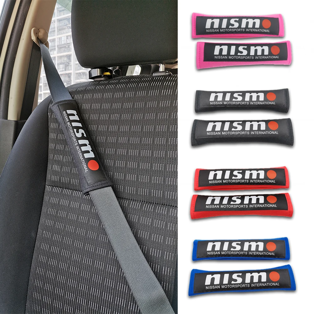 

2PCS/Pair Car Seat Belt Cover JDM Style Nismo Cotton Embroidery Shoulder Harness Strap Pads For Nissan Nismo Sylphy Rogue Pulsar