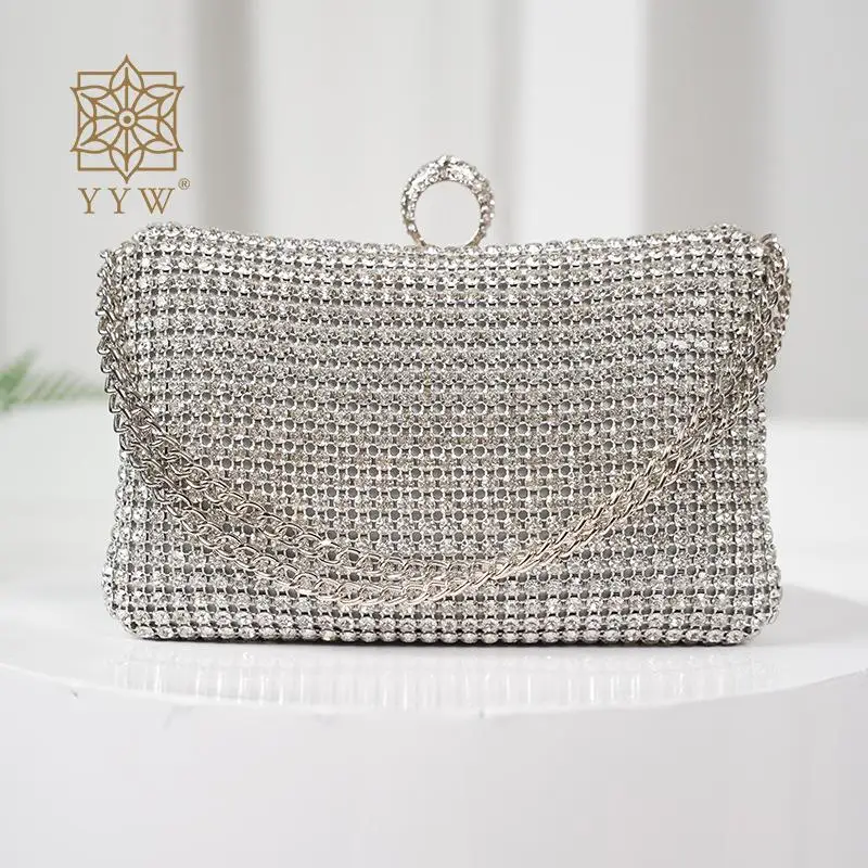 

Gold Black Silver Fashion Rhinestones Evening Clutch Bag Shiny Crystal Female Dinner Party Wedding Purses Handbag Underarm Bags