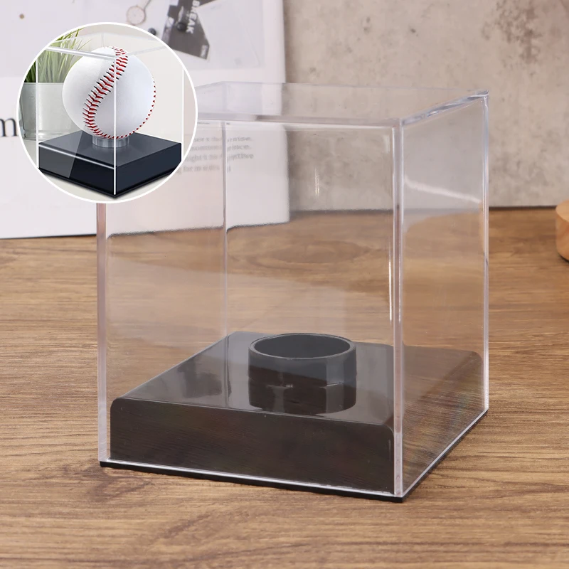 Clear Baseball Holder Display Box with Bracket Dustproof Sport Supplies