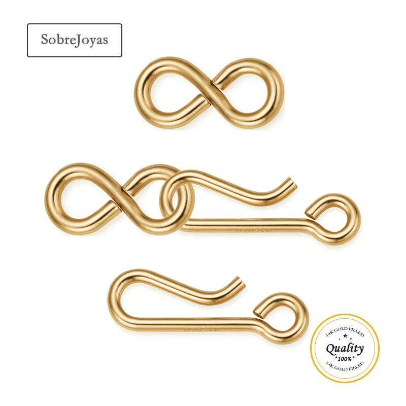 

14K Gold Filled Hook and Eye Clasps Connector Gold Button Jewelry Accessories Supplies for Bracelets Necklace Making Findings