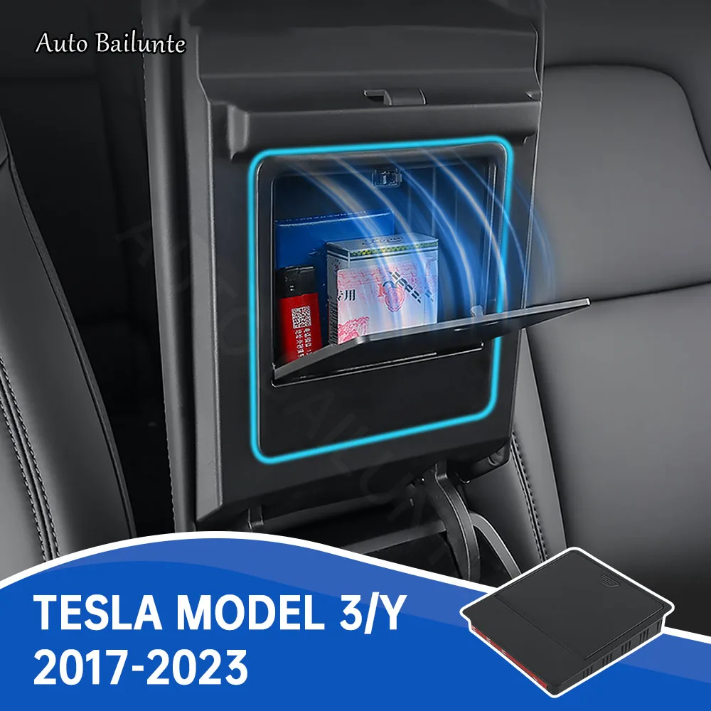 Boîte De Rangement Cachée Pour Accoudoir Central Compatible Avec Tesla