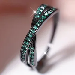Elegant Green Zircon Stone Ring in Black Gold for Women - Perfect Engagement or Wedding Gift (Green)