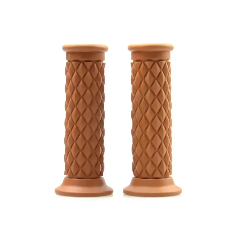Universal Retro Non-Slip Rubber Motorcycle Handlebar Grips, 7/8 22mm 24mm