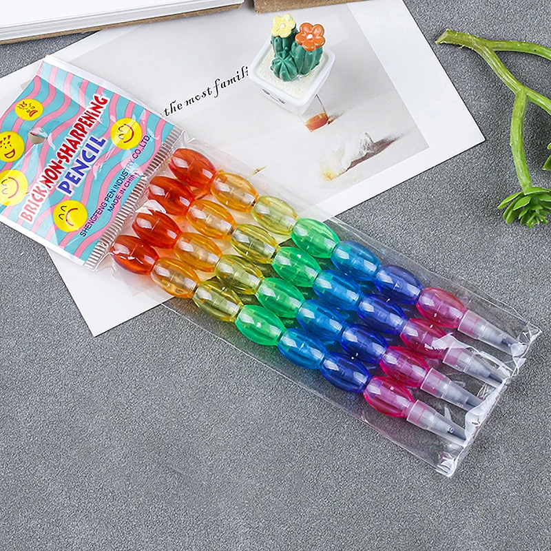 

4 Set 12.5cm Cute Rainbow Assembling Writing Pencils Non-sharpening Pencils for Students Writing Pens School Office Supplies