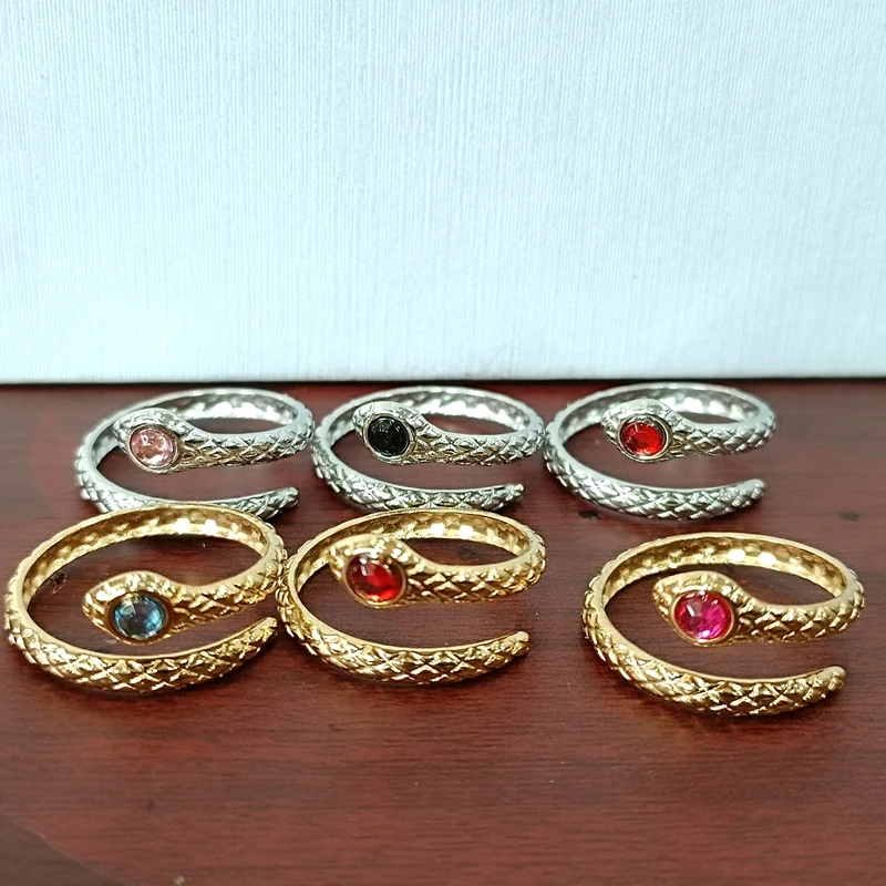 20pcs  Open Stainless steel Zircon Punk Snake Rings Women's    Jewerly  Ring 6