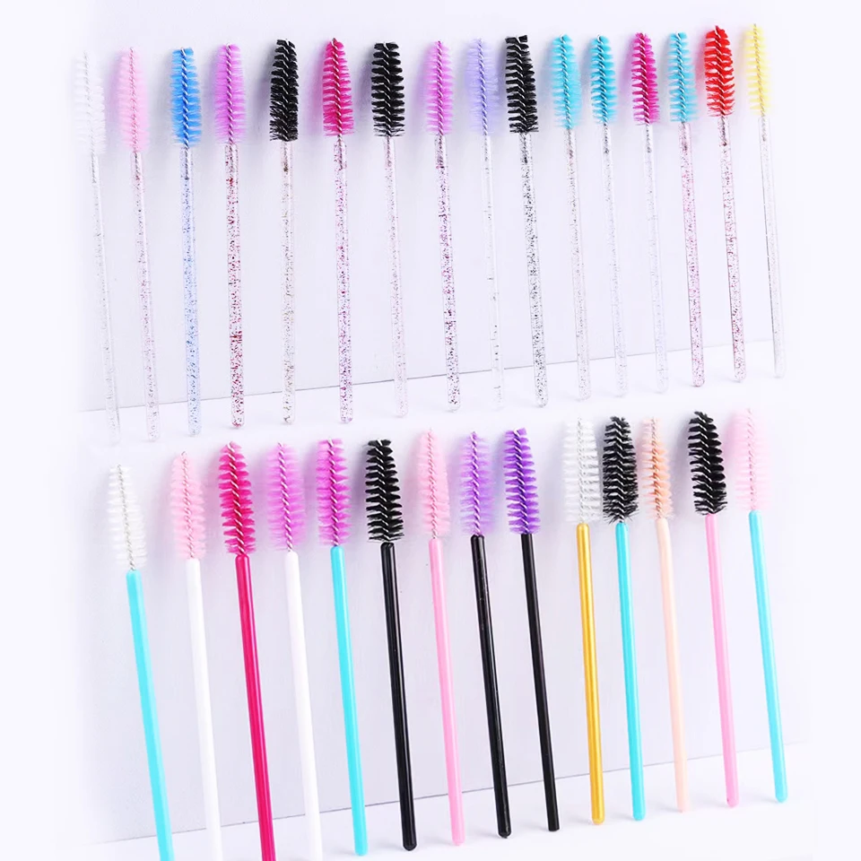 Crystal Eyelash Brush 50 Pcs Boxed Makeup Brushes Disposable Mascara Wands Applicator Eyebrow Spoolies for Eye Lash Extension