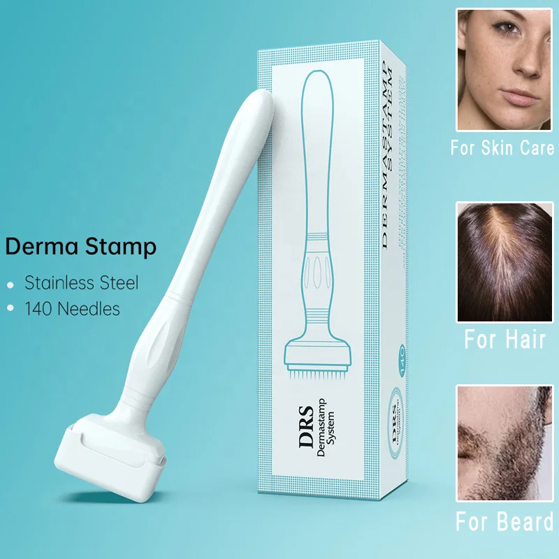 Cura Della Pelle Del Viso Derma Stamp Microneedle Drs Derma Roller System 140 Aghi Per La Crescita Della Barba Ricrescita Dei Capelli Del Cuoio Capell