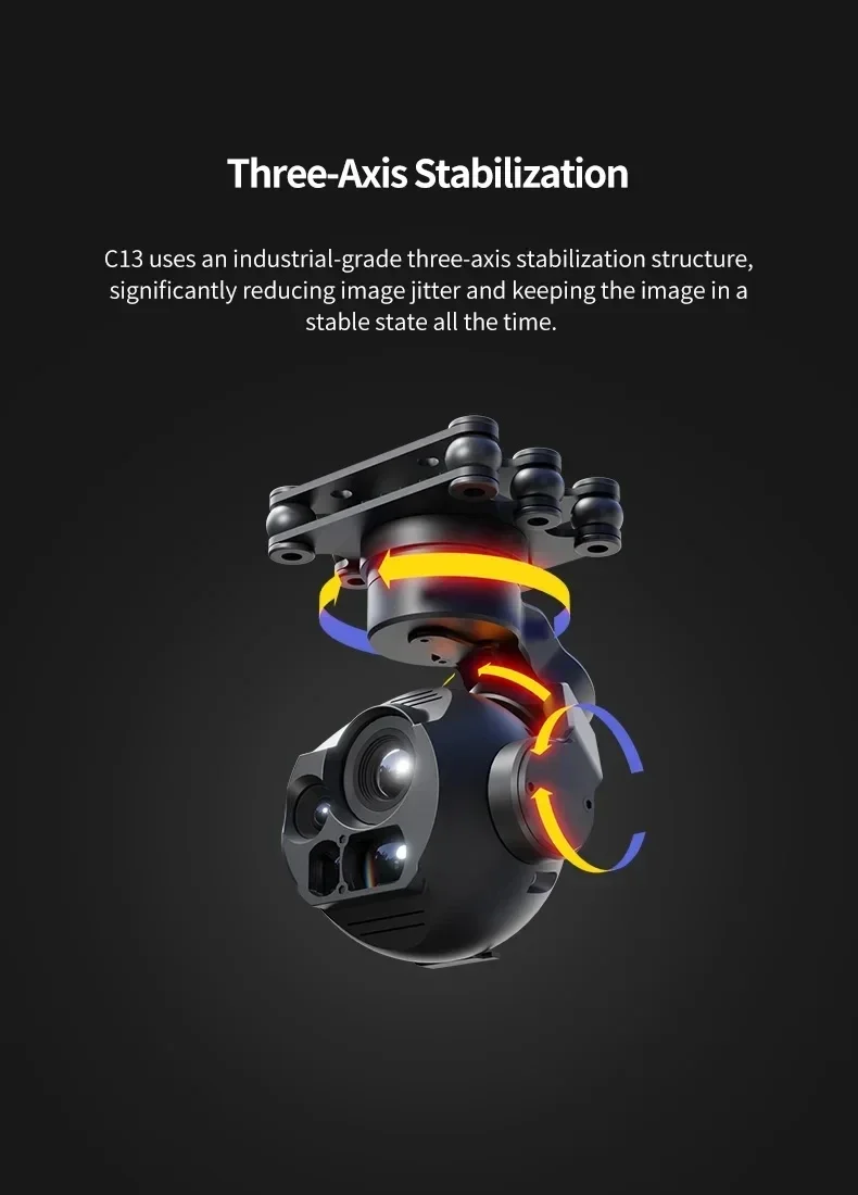 Skydroid C13 HD Camera with 30x Zoom and 3-Axis Gimbal, Features Auto Target Loc