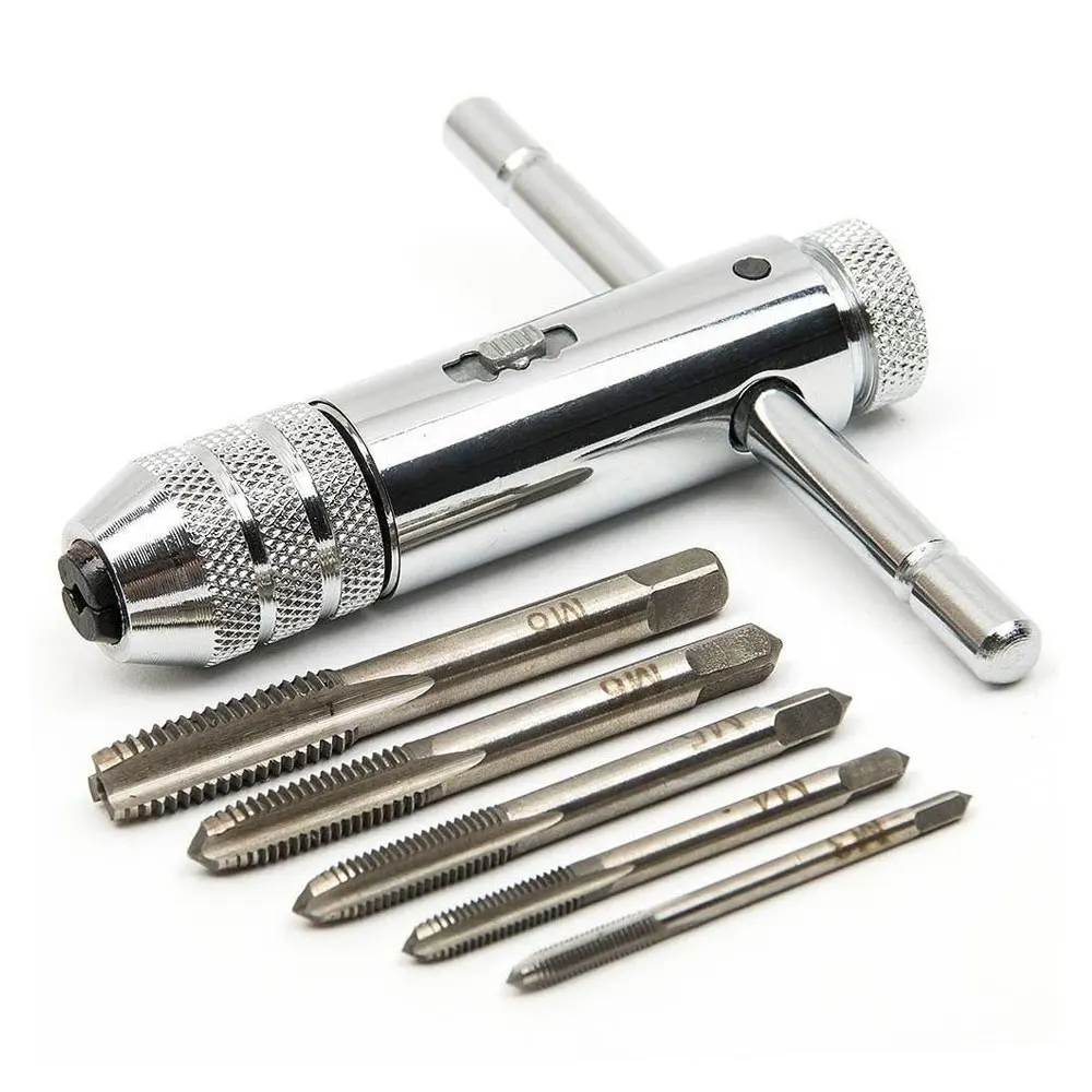 Adjustable T-Handle Ratchet Tap Holder Wrench M3 M4 M5 M6 M8 Machine Screw Thread Metric Plug T-shaped Tap 2