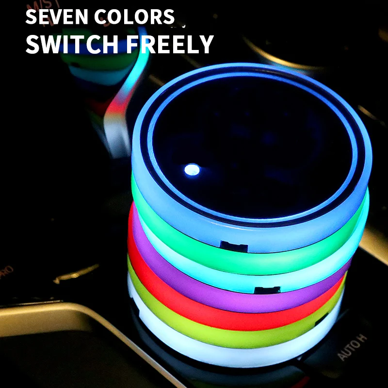 1PC 7 Colors Car LED Luminous Water Cup Pad Auto Cup Bottle Holder