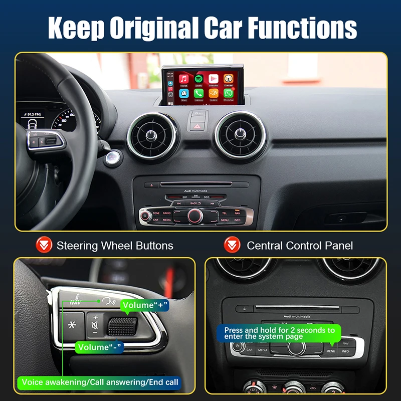7 inch Android-scherm voor Audi A1 S1 8X MMI RMC, draadloze CarPlay