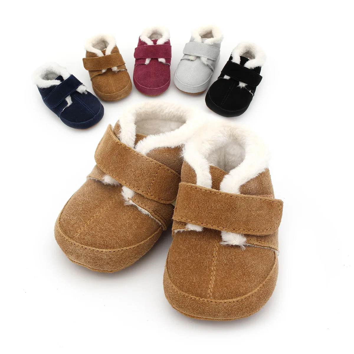 Baby Furry Boots Kids Leather Casual Crib Winter Shoes For First Steps Toddlers Girls Boys Newborn Infant Educational Walkers