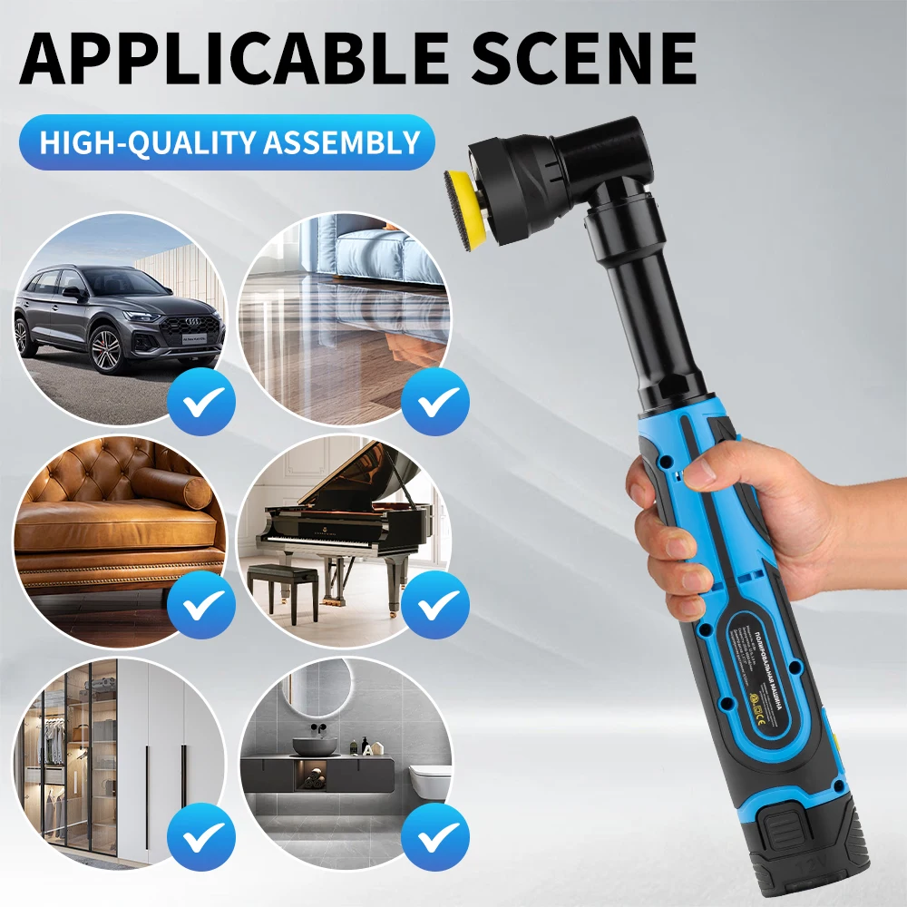 HILDA Electric Polisher 2 Inch Cordless Polisher 12V Adjustable Speed Car Furniture Polishing Tool Machine With Durable Battery