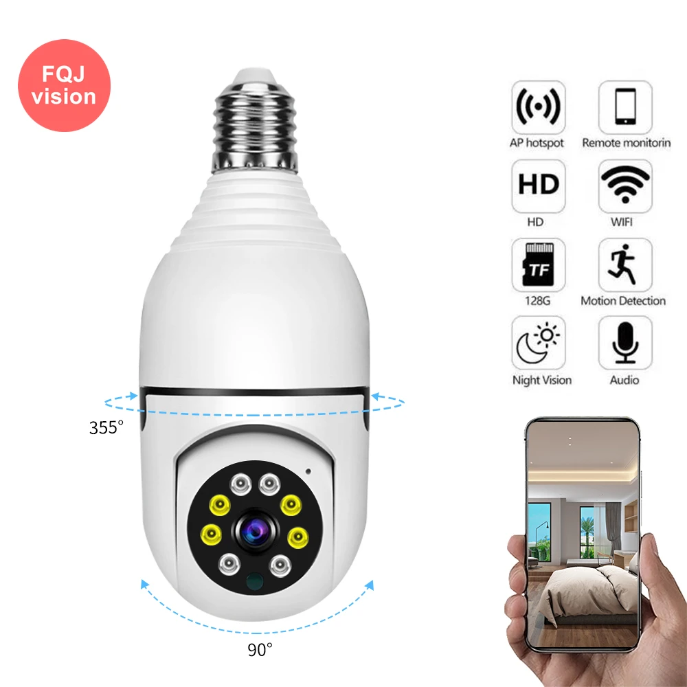 V380 Pro E27 Led Light 3Mp Ip Camera Wireless Indoor Home Security Wifi Cctv Smart Bulb Camera Two Way Audio Night Vision Camera