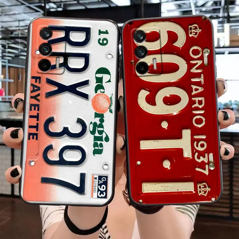 Numeri Targa Auto Vintage Funda Coque Custodia Per Oppo Realme X50 X7 Xt X 10 9 9I 8 8I 7 6 5 Pro Plus 5G Custodia Capa Shell