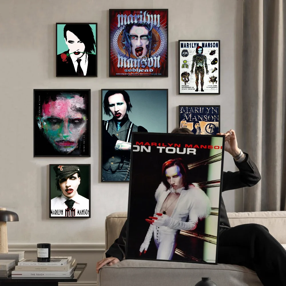 Singer Marilyn Manson DIY Sticky Poster Fancy Wall Sticker for Living Room Bar Decoration Wall Decor