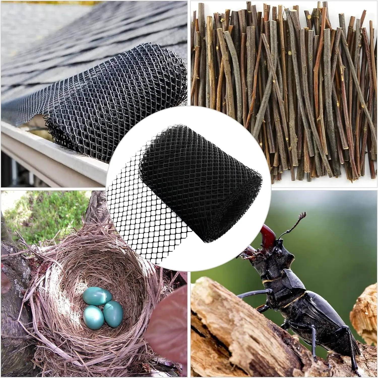 Plastic Gutter Guard Mesh Roll 2 Packs 6&rdquo; X 20Ft 20 Clip Fixed Hooks gutter leaf guard