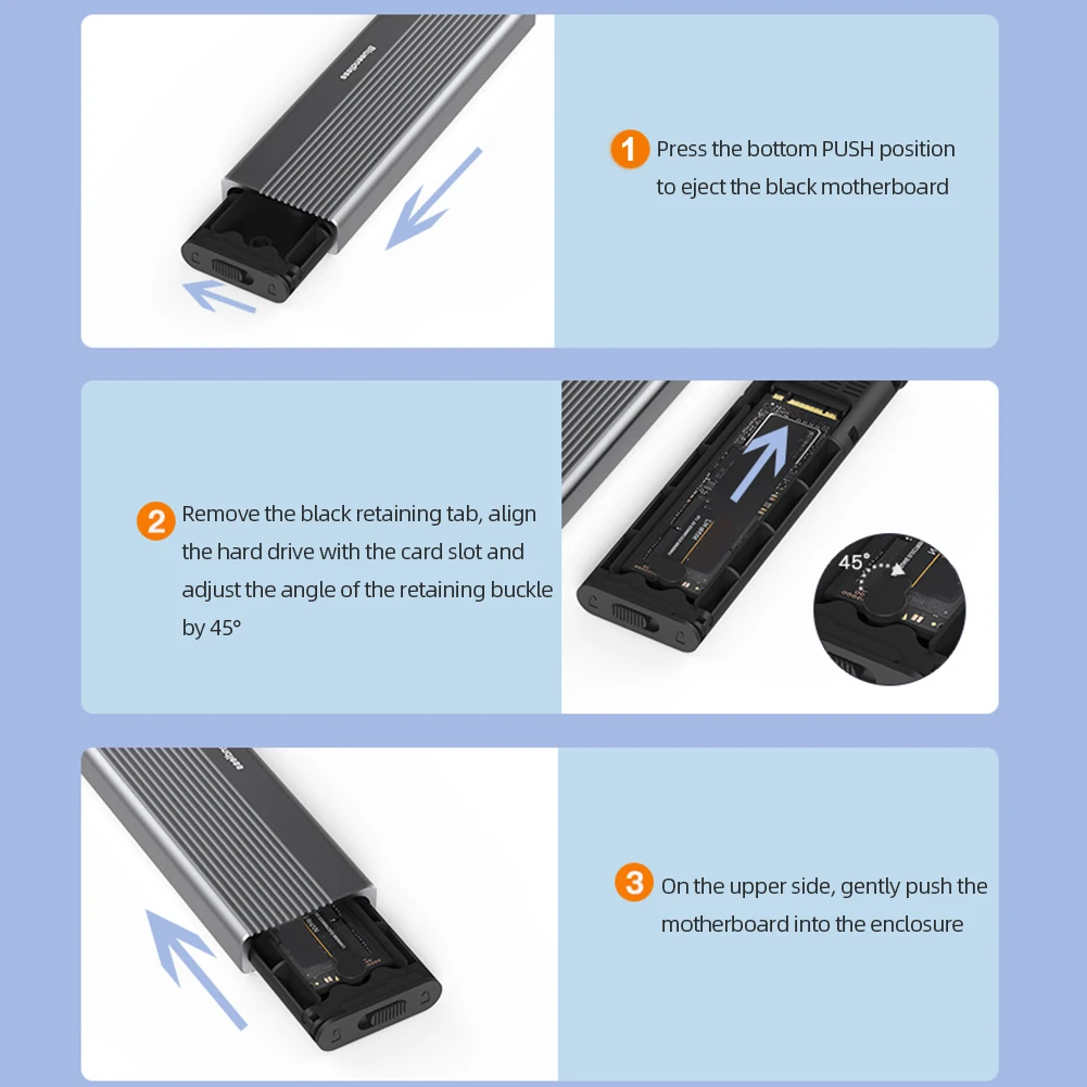 SATA ޴ ϵ ũ ̽, M.2 NVMe/NGFF ָ Ʈ ̺ ڽ Gen2, 10Gbps SSD Ŭ, CŸ-CŸ-USB A