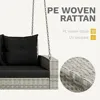 3-Seater Wicker Hanging Porch Swing Chair Outdoor Gray Rattan Patio Swing Lounge 3 Back Cushions Capacity for Garden, Balcony 5