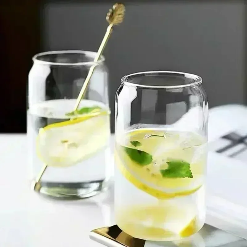 350ml/550ml Glass Cup Cola Cold Drink Water Cup with Bamboo Lid Coffee Milk Juice Straw Mug Beer Can Drink Home Breakfast