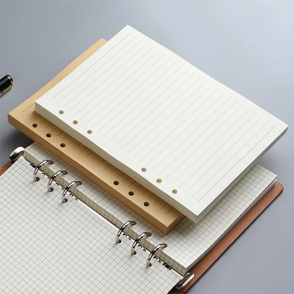80 Sheets A5/A6/A7 6 Ring Notebooks Inner Pages Binders Loose-leaf Paper Folders Office School Stationery Accessories Blank Line 6