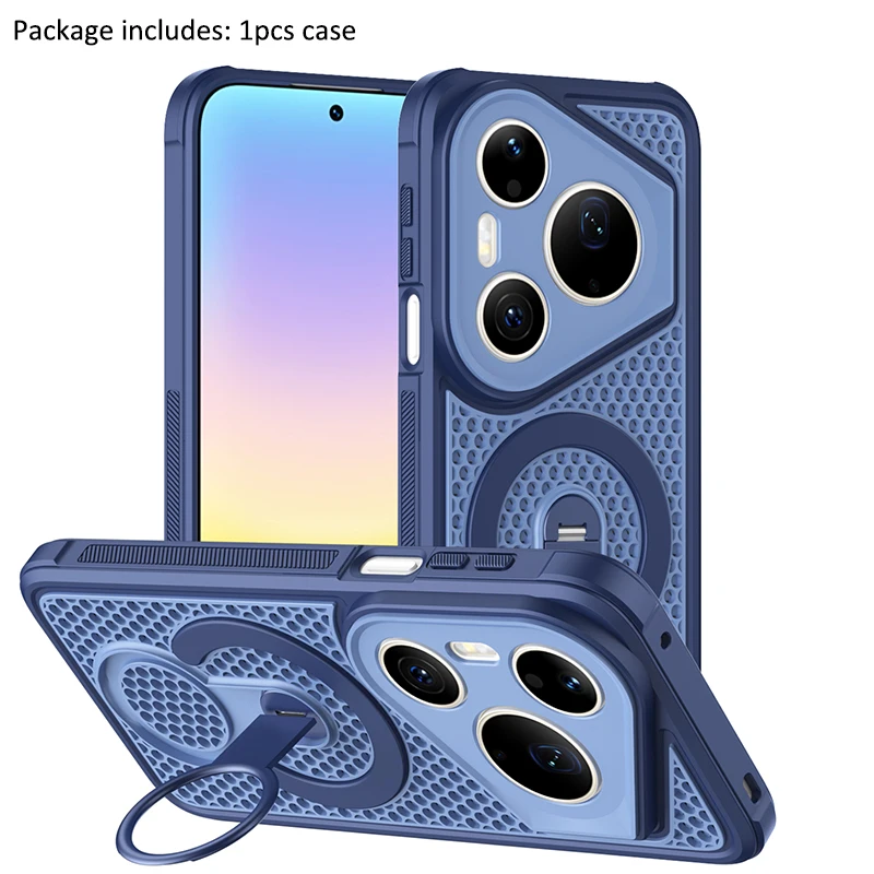 Magnetic Mesh Heat Dissipation Case with 360° Rotating Ring Holder and Magsafe Compatibility