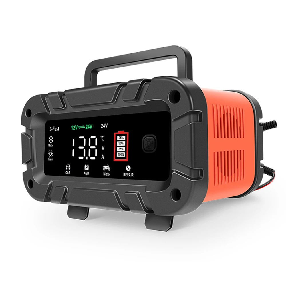 

E-FAST Car Battery Chargers 12V/24V Intelligent Pulse Repairing for Car Truck Motorcycle Battery Leadacid Battery Lithium
