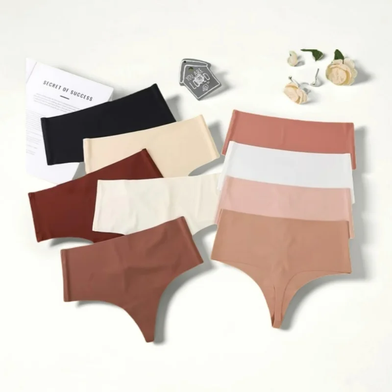 1Pc Women G-string Panties Seamless Thongs Female High Waist Underpants Summer Soft Panties Sexy Lingerie Comfy Thin Underwear 4