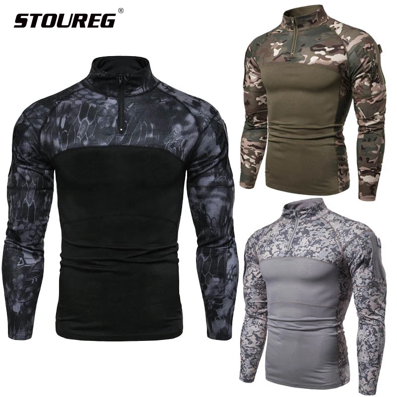 Combat Tactical Shirt Military Mens Long Sleeve Tee Shirt Long Sleeve