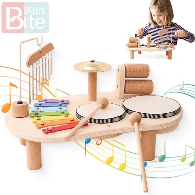 Jouets éducatifs pour bébés, cloches éoliennes en bois, jouets musicaux Montessori pour enfants, Xylophone, cadeaux d'anniversaire pour nouveau-nés, jouets de Table musicale 1