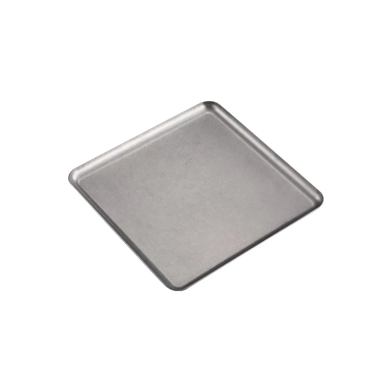 1 Pcs Retro Square 304 Stainless Steel Tray Caf&eacute; Snack Cake Plate Restaurant Tableware