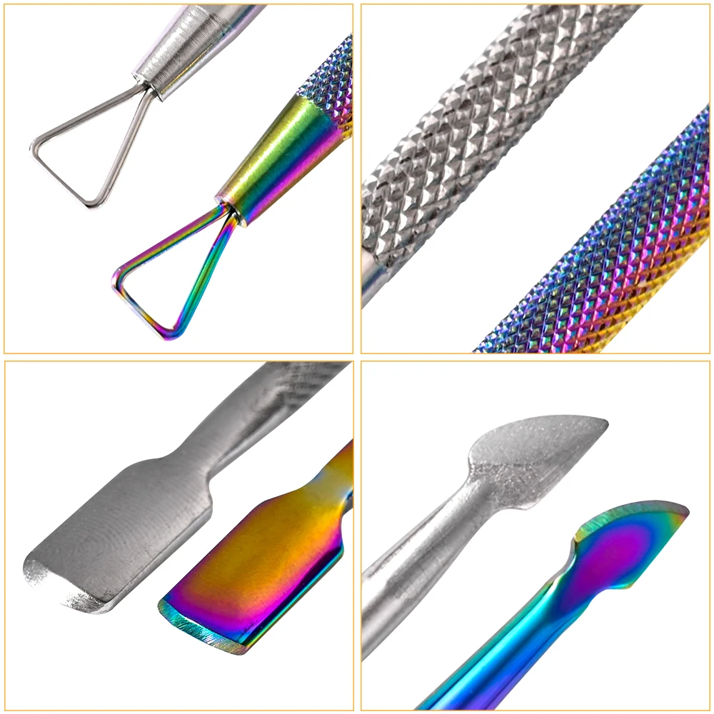 1pc Cuticle Push Stainless Steel Rod Stick Pusher Cuticle Dead Skin UV Gel Polish Push Remover Manicure Nail Art Tools