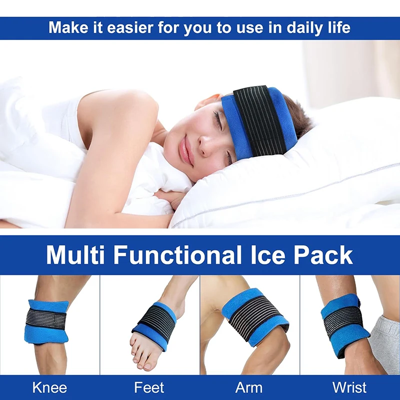 Gel Ice Packs With Elastic Strap Adjustable Wrap Hot Cold Compress Gel Packs For Shoulder Back Knee Neck Ankle
