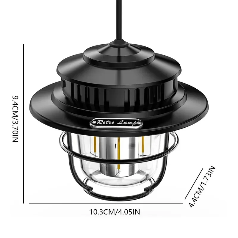 Retro Portable camping lantern Waterproof Emergency Light Stepless Dimmable Hanging Tent Lamp for Outdoor Hiking