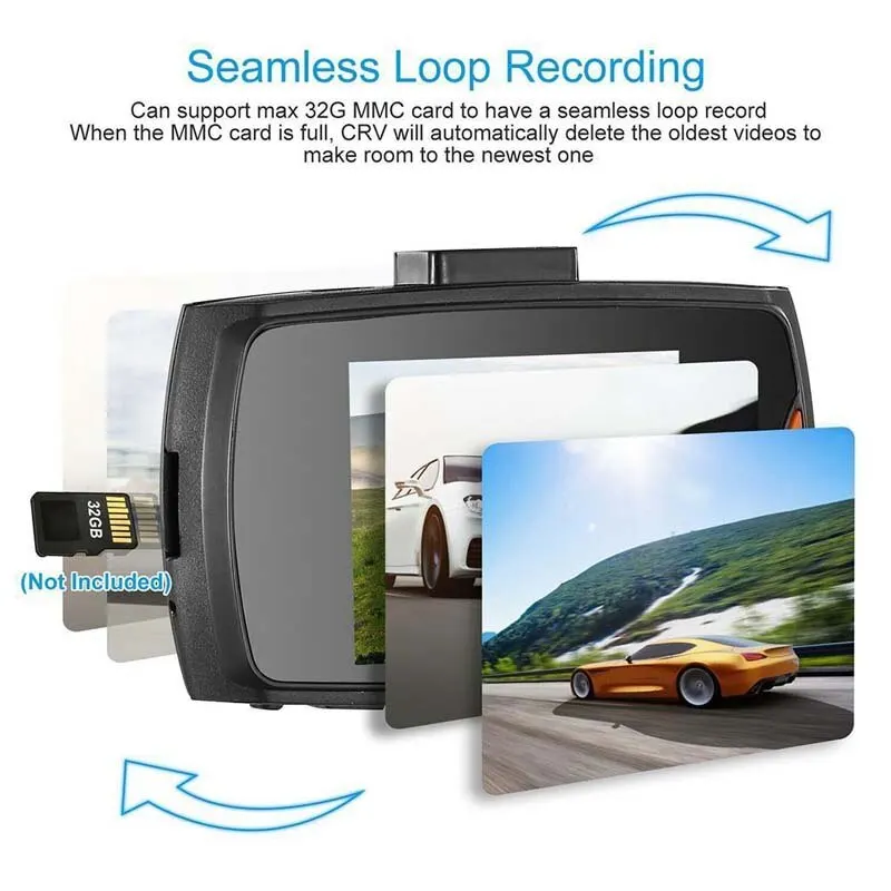 2.4-inch car DVR traffic video recorder, HD circular recording to complement wide-angle night vision, suitable for all models on