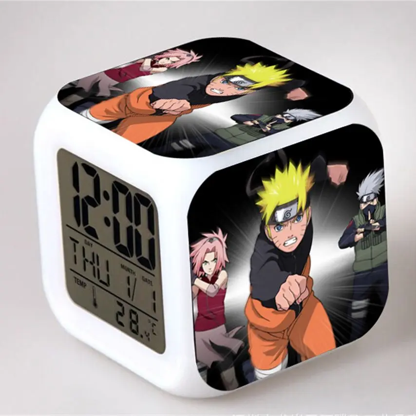 

Anime Naruto Digital Clocks Uchiha Sasuke Gaara Hatake Kakashi Haruno Sakura Tsunade Jiraiya Deidara Alarm Clock Figure Toy Doll