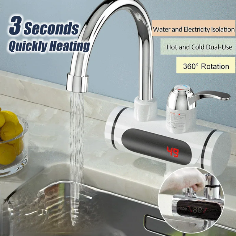 Electric Water Tap with 3Second Rapid Heating for Home Kitchen