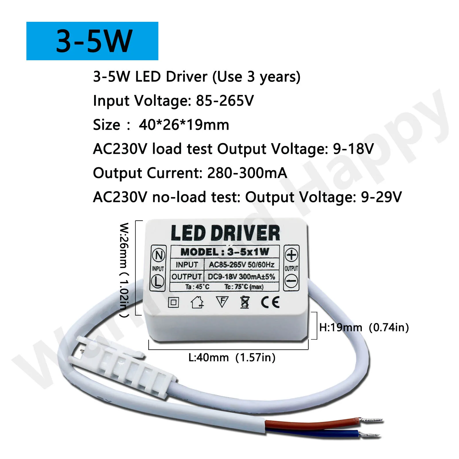 LED Driver 1-3W 4-7W 8-12W 12-18W 36W AC-DC 300mA Netzteil Trafo  Transformator