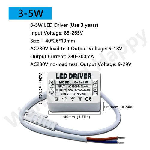 LED 정전류 드라이버 전원 장치, 드라이버 LED 변압기, 300mA 1-3w 4-7w 8-12w 18w 20w 18-25w 25-36w 2