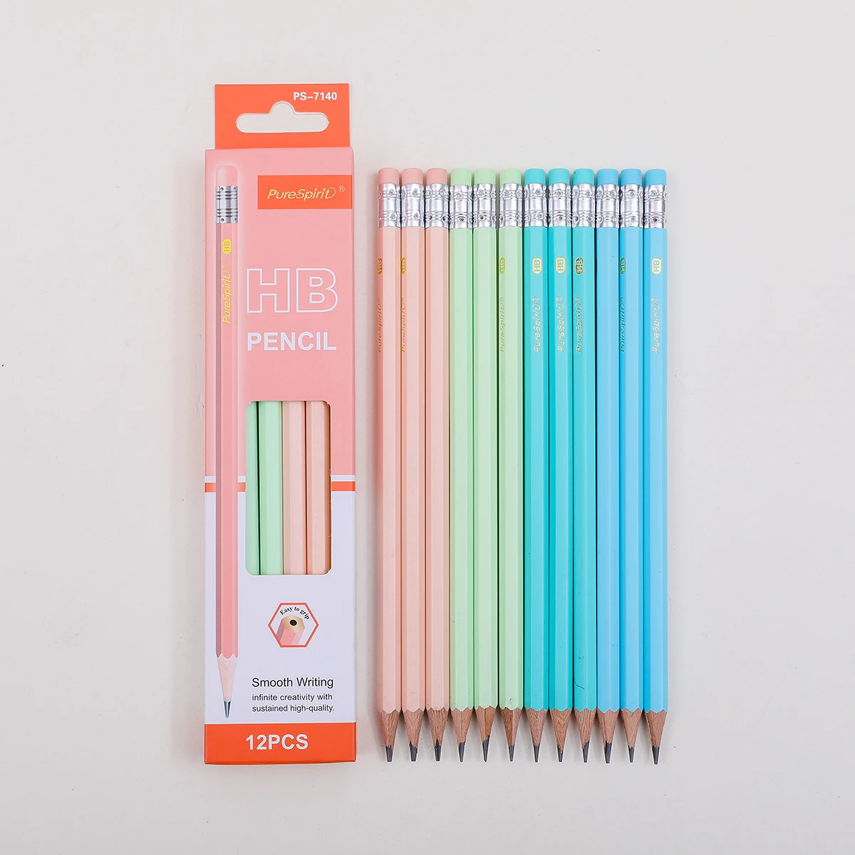 12pcs Macron Woodcased Pencils with Eraser Pre-sharpened HB Lead Graphite Pencils for Students Adults School, Office 6