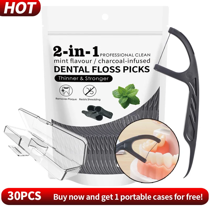 600/300/100/30 قطعة 2 في 1 عصا خيط تنظيف الأسنان م...